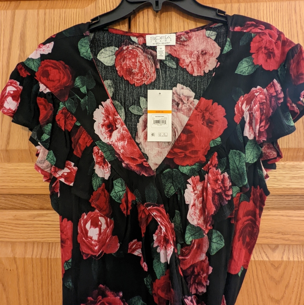 NWT Sofia Vergara Floral Midi Wrap Dress